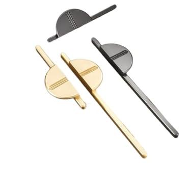 Imagem de CXYFQUUK Puxadores de porta de liga de zinco cinza dourado puxadores de armário de cozinha maçanetas de gaveta sólidas ferragens para móveis modernos, 2 peças (cinza, P)