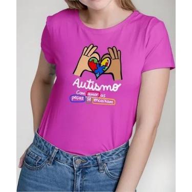 Imagem de Camiseta Camisa Algodão Feminina Masculina Adulto Campanha Abril Azul 