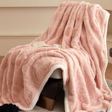 Imagem de Cobertor de lã de flanela, cobertor macio, cobertor de cama xadrez, aconchegante, quente e leve para o inverno, cobertor de cobertura de ar condicionado para casa, escritório, quarto (cor: /rosa