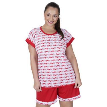 Imagem de Baby Dool Plus Size Manga Curta Pijama Curto Tamanho Grande confortáve