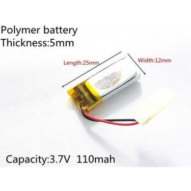 Imagem de 5 Pcs Bateria   3,7v 110mah 5mm X 12mm X 25mm  C/2 Fios - bgb