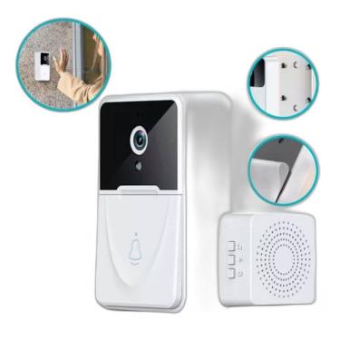 Imagem de Kit Campainha Com Câmera Wifi Sem Fio Áudio Interfone Portão