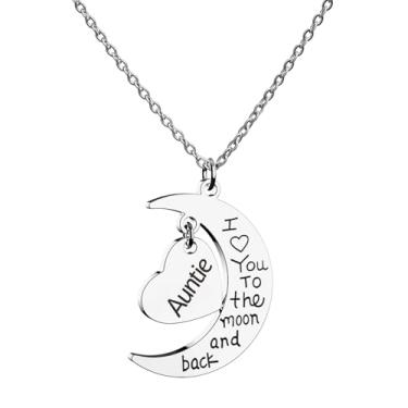 Imagem de HOFOYA Colar de corrente de aço inoxidável I Love You to The Moon and Back, presente para mãe, tia, irmã, avó, filha, aniversário, Natal, Dia dos Namorados, para mulheres e adolescentes., Small, Aço