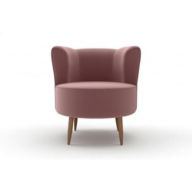 Imagem de Poltrona Savana para Recepção, Sala de Estar, Sala de Leitura, Resistente Reforçada, Tecido Veludo, Pés Madeira(Rosa)