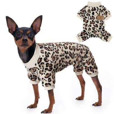 Imagem de XPUDAC Pijamas de lã para cães de leopardo, roupas de inverno para cães pequenos, médios, meninos, meninas, roupas para cães para o Natal, GG
