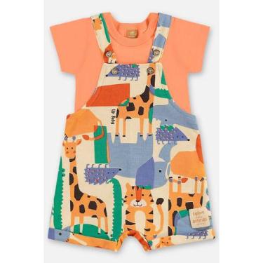 Imagem de Conjunto Jardineira e Body Bebê Up Baby, Laranja, GG