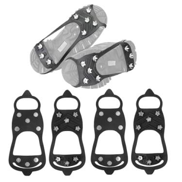 Imagem de LILAMUSE Pares De Pontas Antiderrapantes Para Sapatos, Chuteiras De Tração No Gelo, Chuteiras De Tração Para Botas, Pontas De Sapato Para Neve E Gelo Com 8 Pinos De Aço Duráveis, Grampos [M]