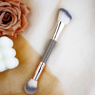 Imagem de Pincel de base angular de duas pontas para maquiagem e corretivo, pincel de contorno macio para mistura de beleza, líquido em pó, creme, cosméticos, blush, pincel de maquiagem
