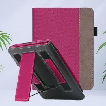 Imagem de Capa com suporte para o novo Kindle Paperwhite de 12ª geração (lançado em 2024) e Kindle Colorsoft Signature Edition, capa de couro PU com alças de mão e despertar/hibernar automaticamente