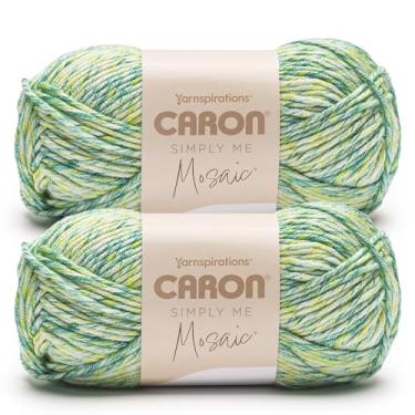 Imagem de Caron Simply Me Fio Mosaico Seabreeze - Pacote com 2 unidades de 140 g/5 oz - 62% acrílico, 20% nylon, 18% lã - nº 5 volumoso - 173 jardas - Tricô/crochê