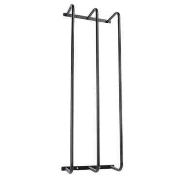 Imagem de Cffuvros Toalheiro de montagem em parede vertical, organizador de armazenamento de toalhas enroladas de 3 tubos, suporte de toalha de ferro resistente montado na parede, economia (Preta)