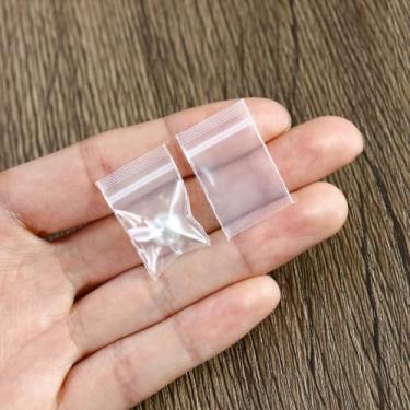 Imagem de 100 peças de mini sacos de plástico com fecho de zíper, 1,70 x 2,98 cm, sacos de poliéster resseláveis transparentes, pequenos sacos ziplock para anéis de joias, botões de pílulas, 8 mm de espessura