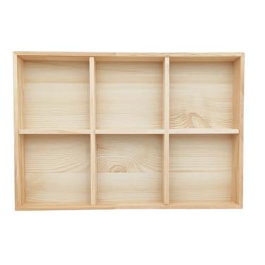 Imagem de Anktily Bandeja de triagem de madeira, organizador de divisória de madeira, caixa de exibição para casa, artesanato, escritório, cozinha (6 grades)