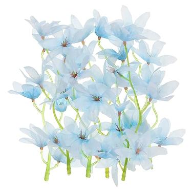 Imagem de Flor artificial de orquídea de 17,8 cm, 12 peças de velas flutuantes, enchimento de vaso cilíndrico para decoração de casamento em casa, azul