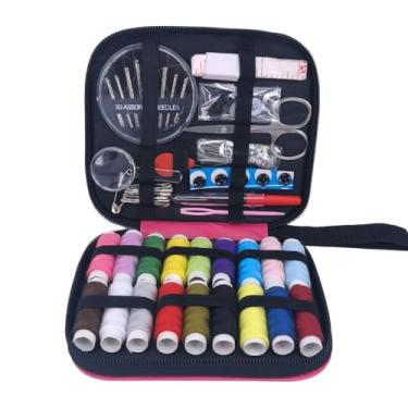 Imagem de Kit de costura 86 peças com estojo rosa, kit de agulha e linha de marcoon com suprimentos de costura e acessórios para crianças, adultos, iniciantes, casa, viagem, emergência, incluindo tesoura, fita