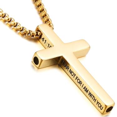 Imagem de RWQIAN Colar de cruz respirável para homens, corrente de aço inoxidável, versículo bíblico, crucifixo, colares para parar de fumar, parar de fumar, ferramentas de vapingtools, itens de alívio da