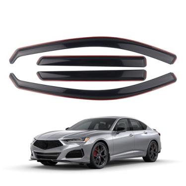Imagem de SAOKNCE 4 peças de proteção de chuva extra duráveis no canal compatíveis com Acura TLX 2021-2025, defletores de janela, viseiras de janela (preto moke)