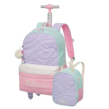 Imagem de Kit Mochila De Rodinha E Alca Lilica LovIt Creamy +Lancheira