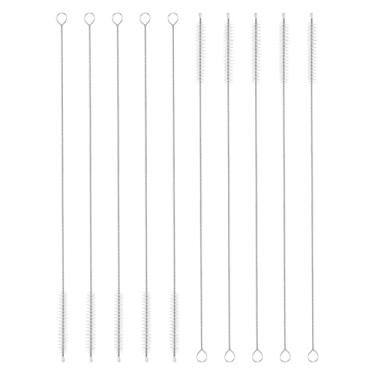 Imagem de HARFINGTON Conjunto de escovas de limpeza de palha, aço inoxidável 304 de comprimento 304 e cerdas de nylon para garrafa de água, tubos de copo de canudo de silicone, branco (8 mm OD, conjunto de 10