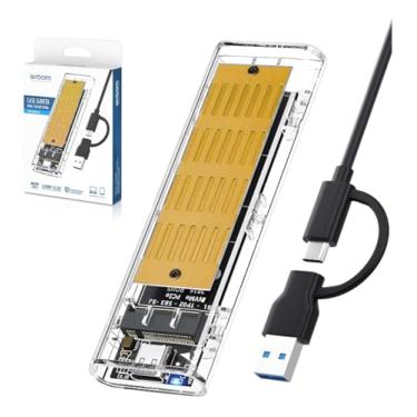 Imagem de Case Infokit USB para SSD M.2 NVMe e SATA, USB-C / USBA 3.1 /3.0, ABS, Transparente, 108x34x12mm, Windows/MacOS, 200g, Até 4TB, 2230/2242/2260/2280