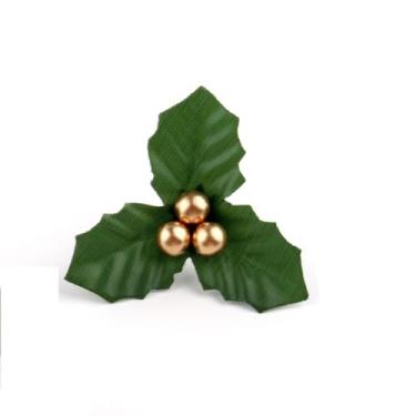 Imagem de Coroas de azevinho 12 peças/conjunto de mini enfeites de árvore de Natal bonsai de espuma acessórios para plantas criativos artesanais (ouro)