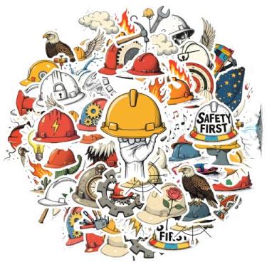 Imagem de 50 peças de chapéus de construção, ferramentas, adesivos inovadores, brinquedos, artigos de papelaria, adesivos criativos para laptop, motocicleta, bagagem, telefone, mala, laptop, guitarra, carro