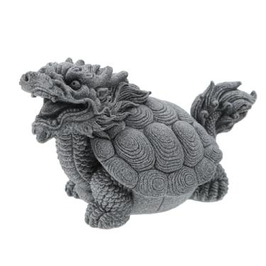Imagem de GALPADA Estatueta de tartaruga Feng Shui pedra dragão tartaruga decoração para aquários jardins pintado à mão símbolo riqueza sorte ornamento para decoração de escritório em casa
