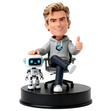 Imagem de Bobblehead de IA e robótica – presente exclusivo para fãs de técnicos, engenheiros e inovação – Acessório de mesa de destaque para o dia do chefe, aniversários e eventos tecnológicos personalizados