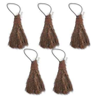 Imagem de Mini vassouras com especiarias de abóbora altamente perfumadas – Vassouras urze rústicas de 7,6 cm com laço de corda para pendurar facilmente – Acento de cozinha de fazenda, decoração de Halloween