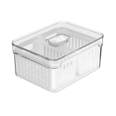 Imagem de Organizador Geladeira, Kit Organizador de Geladeira, Organizador Alimentos Geladeira Com Cesto úNico Duplo 2,2l (20x15cm) Linha Clear Fresh - Ou(Unitário - Cesto Duplo)