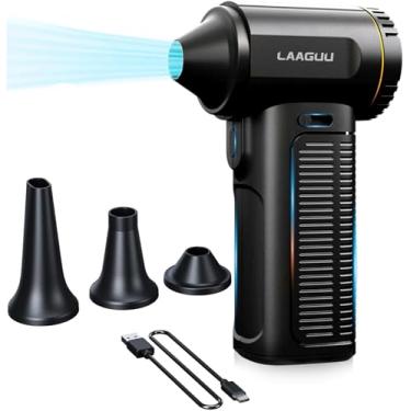 Imagem de laaguu Espanador De Ar Comprimido Elétrico Laaguu, Soprador Velocidade Infinita Ajustável 130.000 Rpm, Ventilador Turbojato Portátil Recarregável 8.000 Mah, Limpador Para Teclado Carro, Computador A