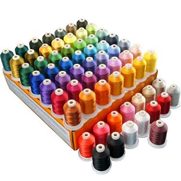 Imagem de New brothread 64 carretéis 1000 m (1100 anos) kit de linha de máquina de bordado de poliéster para bordado profissional e iniciante