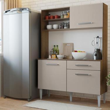 Imagem de Armário De Cozinha Compacta 120cm Rustic/crema Life Madesa Rustic/crema