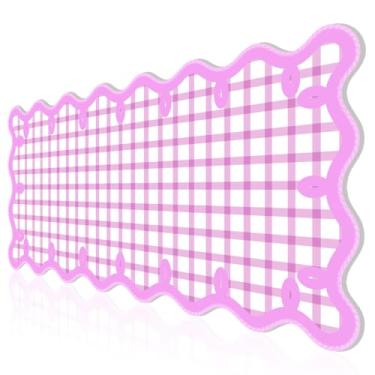 Imagem de ARTSO Tapete de mesa rosa, mouse pad extra grande para laptop, lindo tapete de mesa recortado para mulheres e meninas, tapete de teclado antiderrapante, capa de mesa quadriculada para escritório, casa