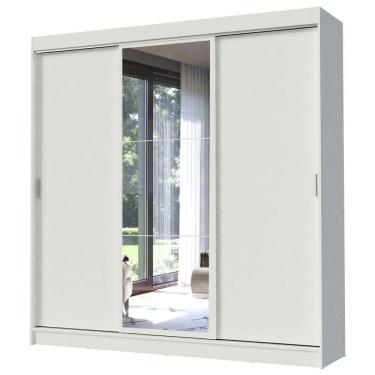 Imagem de Guarda Roupa Casal 3 Portas Correr e Espelho Branco Istambul