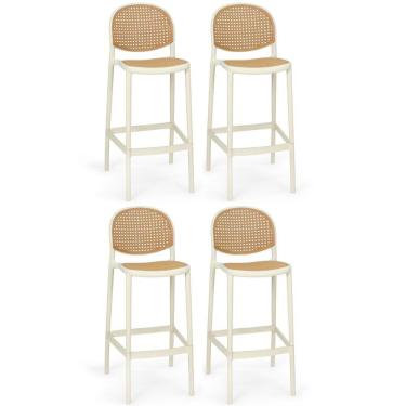 Imagem de Kit 4 Banqueta Alta Com Encosto Roma Em Polipropileno - Nude