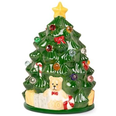 Imagem de SNOWSEN Aquecedor elétrico de cera de cerâmica – aquecimento de lâmpada, design de árvore de Natal, derrete rapidamente blocos de cera, aquecedor de cera de vela para cera perfumada, queimador de cera