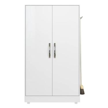 Imagem de Armário Multiuso 2 Portas com Prateleiras Internas Móvel Organizador para Lavanderia (Branco)