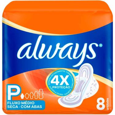 Imagem de Absorvente Always Seca Tamanho P com Abas 8 Unidades