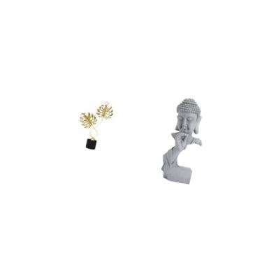Imagem de Fenteer Escultura em Forma de Folha de Ferro para Mesa, Armário, Lareira, Decoração de Casa E Estátua de Gautama Buda em Meditação. Ornamento Colecionáve