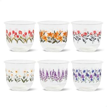 Imagem de TOSSWARE Arco natural de 340 g - Fantasia floral - Copos de 98 mm à base de plantas - Alternativa de plástico para festas, despedidas de solteira, casamentos - Copos frios com tema reciclável