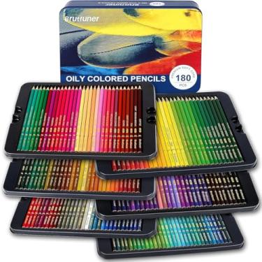 Imagem de LBW 180 lápis de cor para livros de colorir adultos, 12 lápis metálicos, núcleo macio à base de óleo, conjunto profissional de lápis de cor para artistas iniciantes, ideal para desenhar, colorir