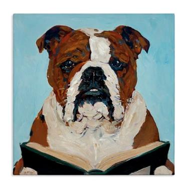 Imagem de Stupell Industries Bulldog Reading Book Canvas Wall Art, design by Studio Bautista, 17 x 17