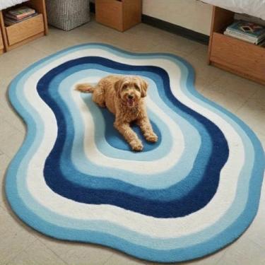 Imagem de Tapete irregular para decoração de quarto, carpete grande para sala de estar, tapete grosso e felpudo para vestiário, tapete macio e fofo (180x280cm/C)