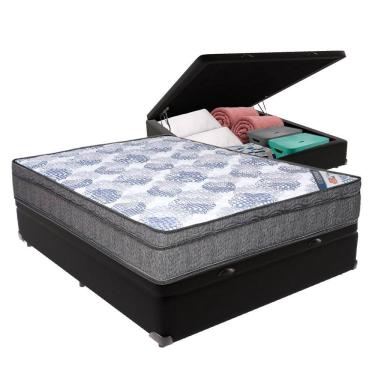 Imagem de Cama Box Baú Preto Ortobom Molas Ensacadas Viúvo