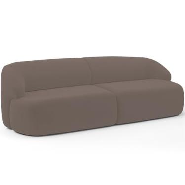 Imagem de Sofá 3 Lugares Curvo Orgânico Para Sala Living 250cm Barolo L06 Veludo Marrom - Lyam Decor