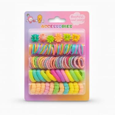 Imagem de Kit de Acessórios para Cabelo Infantil, Elásticos e Presilhas Coloridas, 4 Tipos de Elásticos, Presilhas (Colorido)