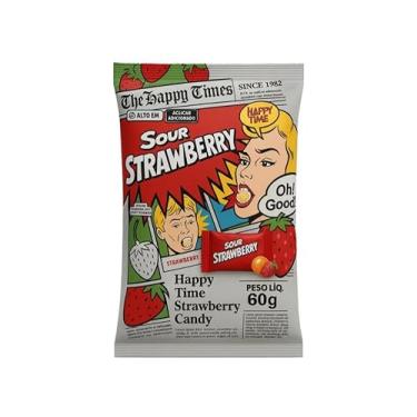 Imagem de Bala Super Azeda Sour Strawberry Happy Time 60g - Importada