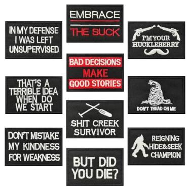 Imagem de 10 peças de patch tático bordado gancho e laço emblema militar engraçado acessório de roupas produtos ao ar livre adesivos para boné, bolsa, jaqueta, chapéus, colete, mochilas, jeans, roupas