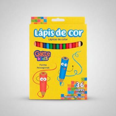 Imagem de Lápis de Cor 36 Cores, Formato Hexagonal, Atóxico, Mina Resistente e Macia, para Uso Escolar e Artístico